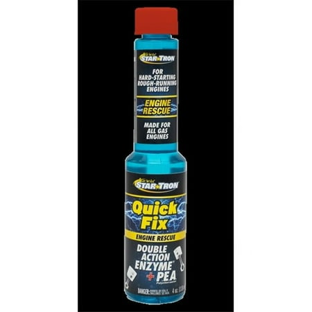 Star Tron Quick Fix Engine Rescue - Double Action P.E.A. Polyetheramine + Enzyme Technology - for All Gas Engines - 4 OZ Treats 20 Gallons (18604P)