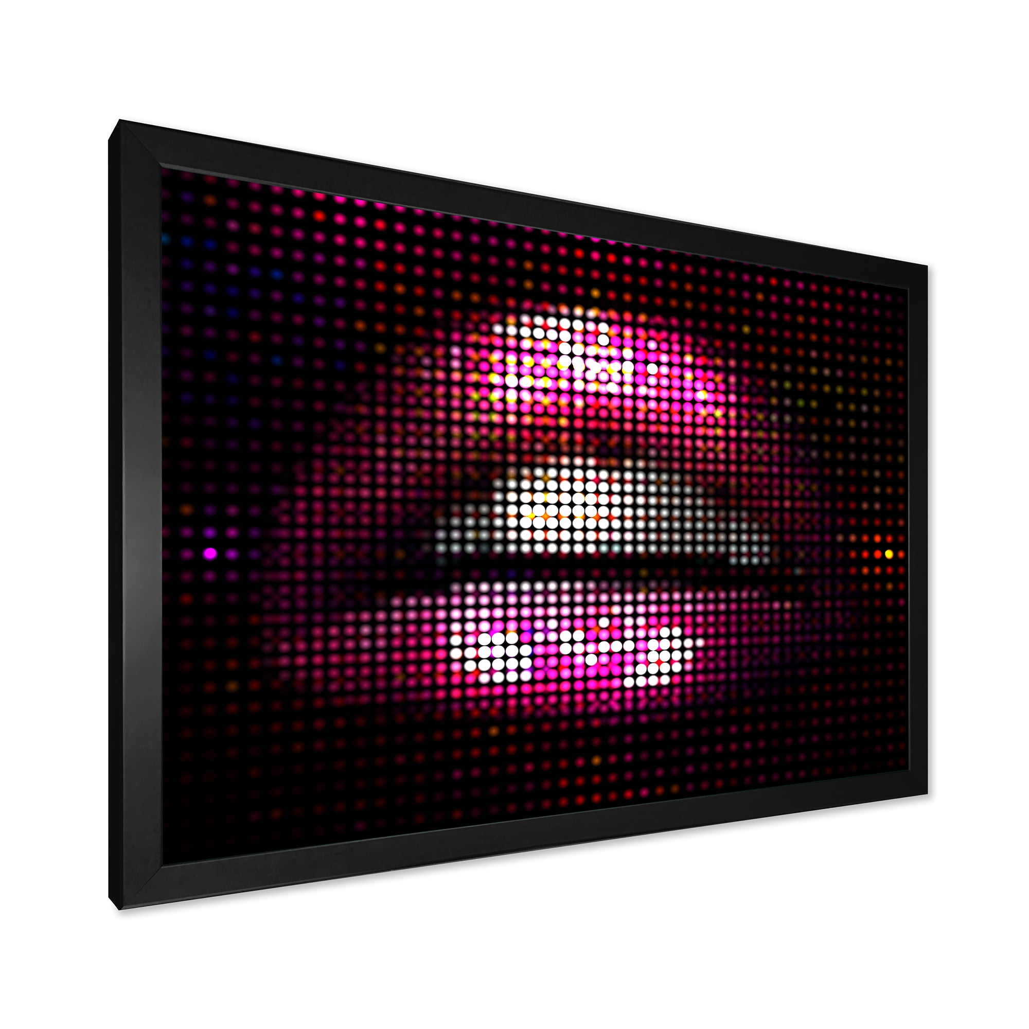 Designart 'Detail Of Pixellated Pink Woman Lips' Modern Framed Art Print