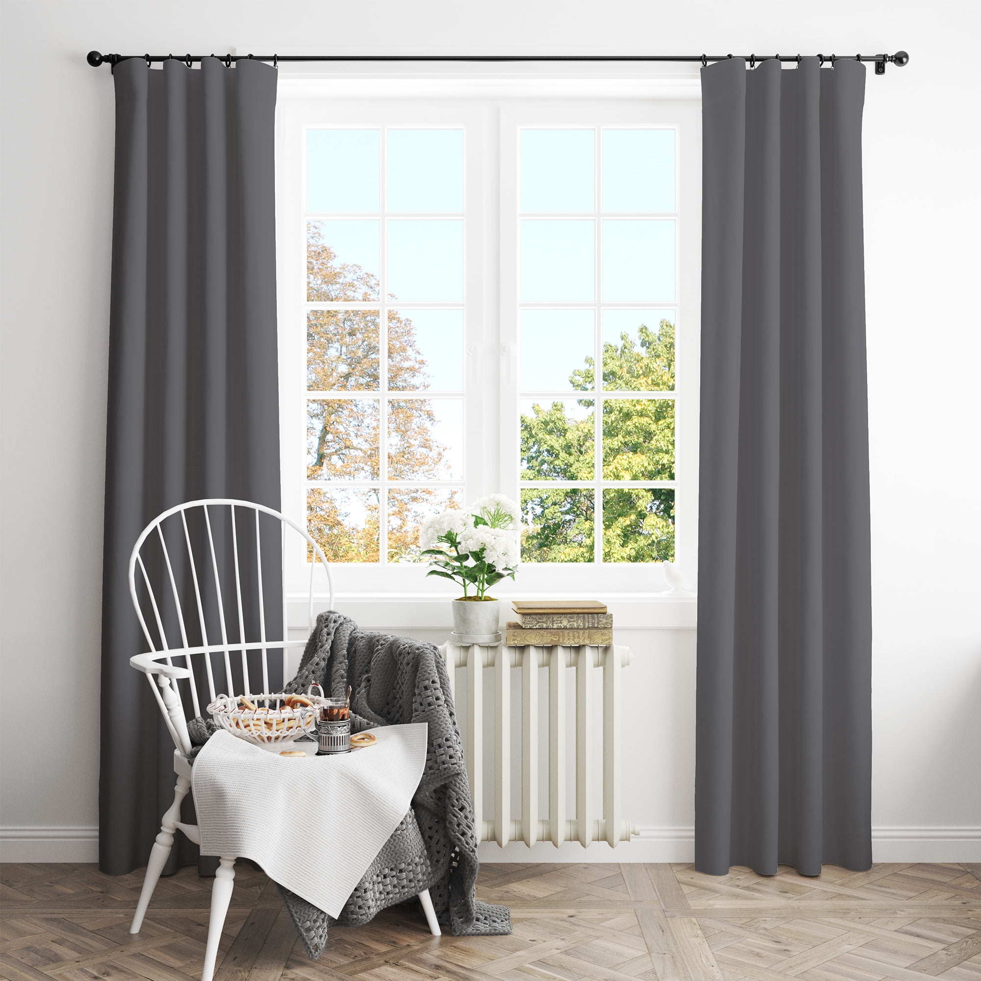 Elrene Home Fashions Aurora Kids Room Darkening Layered Sheer Curtain Panel, 52 x 63 - Pearl Gray