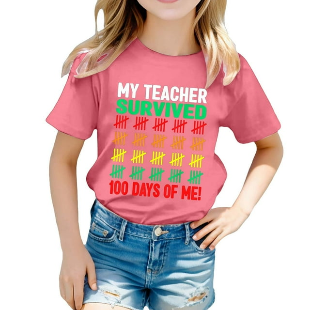 MEZZALL T-Shirt pour Filles Tout-Petits Imprimé Floral Col Rond Manches Courtes T-Shirt Décontracté Confortable, 10-11 Ans