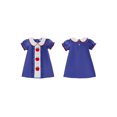 thumbnail image 2 of RUINIXCW Toddler Baby Girl Back to School Dress Kids Kindergarten First Day of School Outfits Toddler Girl Summer Fall Dress Puff Short Sleeve Doll Collar Apple Bow Embroidery Ruffle Trim Dress, 2 of 9