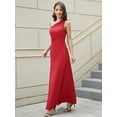 thumbnail image 3 of Scacto Women's Sexy One Shoulder Satin High Split Cocktail Wedding Party Maxi Dress, 3 of 7