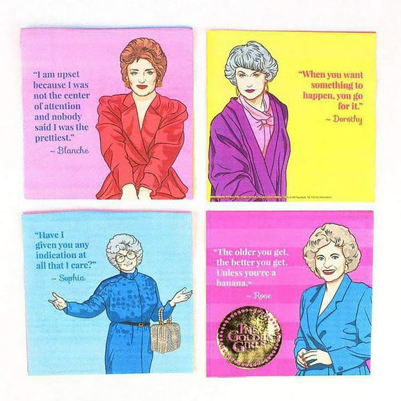 The Golden Girls Napkins, Lunch Party Tableware – 6.5" x 6.5" Folded – 16 Pack
