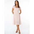 thumbnail image 5 of Celebrity Pink Women's and Women's Plus Puff Sleeve Midi Dress, Sizes XS-4X, 5 of 11