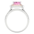 thumbnail image 4 of Clara Pucci 14K White/Rose Gold Emerald Cut 1Ct Simulated Pink Diamond Engagement Ring + Matching Band - Luxury Box Included, 4 of 7