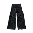 thumbnail image 4 of Pantalones de chándal holgados para hombre y mujer, pantalón con cordón, rayas naranjas, bordado de mariposa, hebillas de pierna, color verde negruzco, 4 of 5