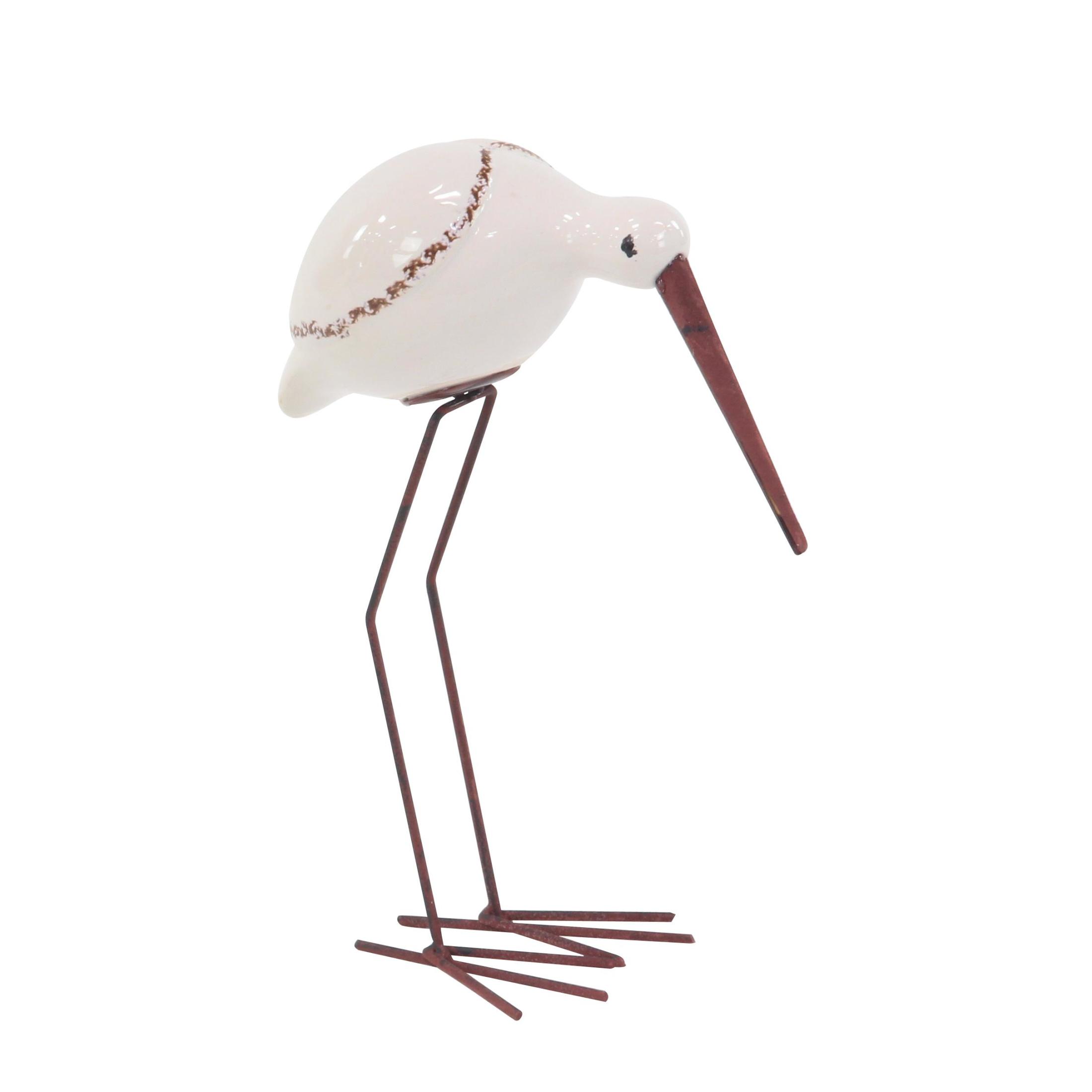 14", 10", 12"H White Ceramic Bird Sculpture, by DecMode (3 Count)