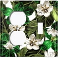 thumbnail image 4 of Metal Light Switch Plate Cover Plant Leaves White Flowers FLW051, 4 of 13