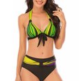 thumbnail image 2 of Greeniant 2 uds. De ropa de baño para mujer, bañador Sexy con realce y relleno, bañador estampado a rayas para mujer, conjunto de sujetadores y Traje de baño verde XXL Greeniant OD001322-15, 2 of 5