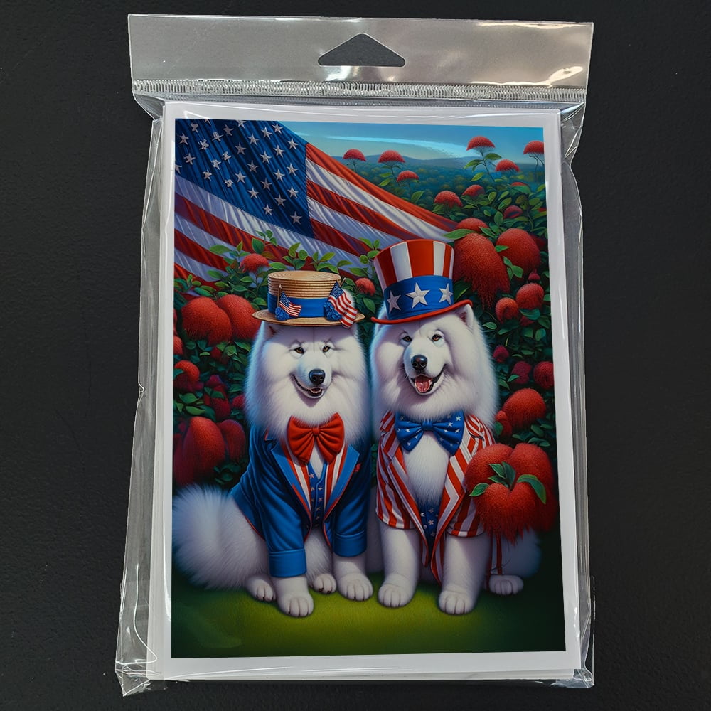 All American Samoyed Greeting Cards Pack of 8 7 in x 5 in