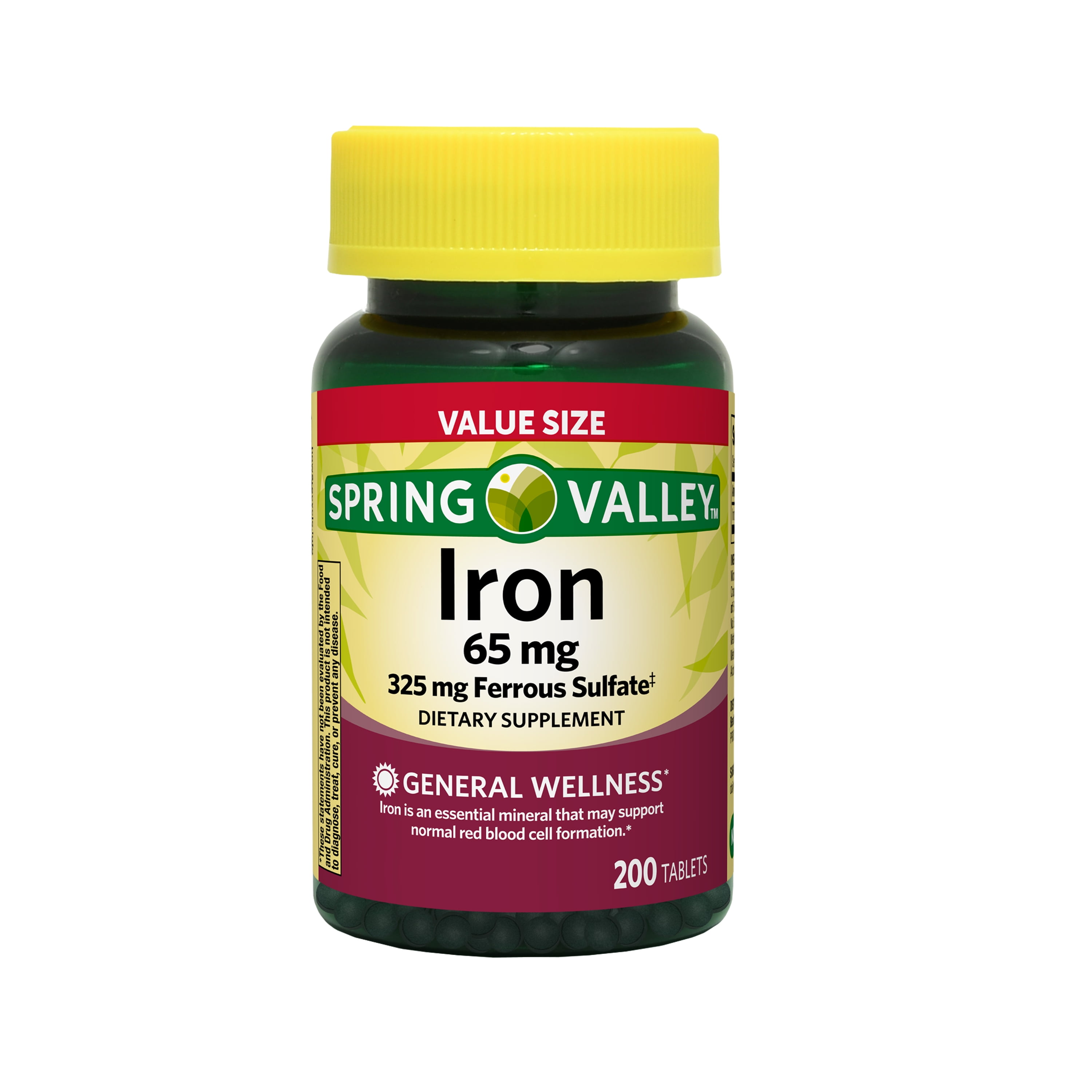 Spring Valley Iron, 65 mg Tablets, 200 Count
