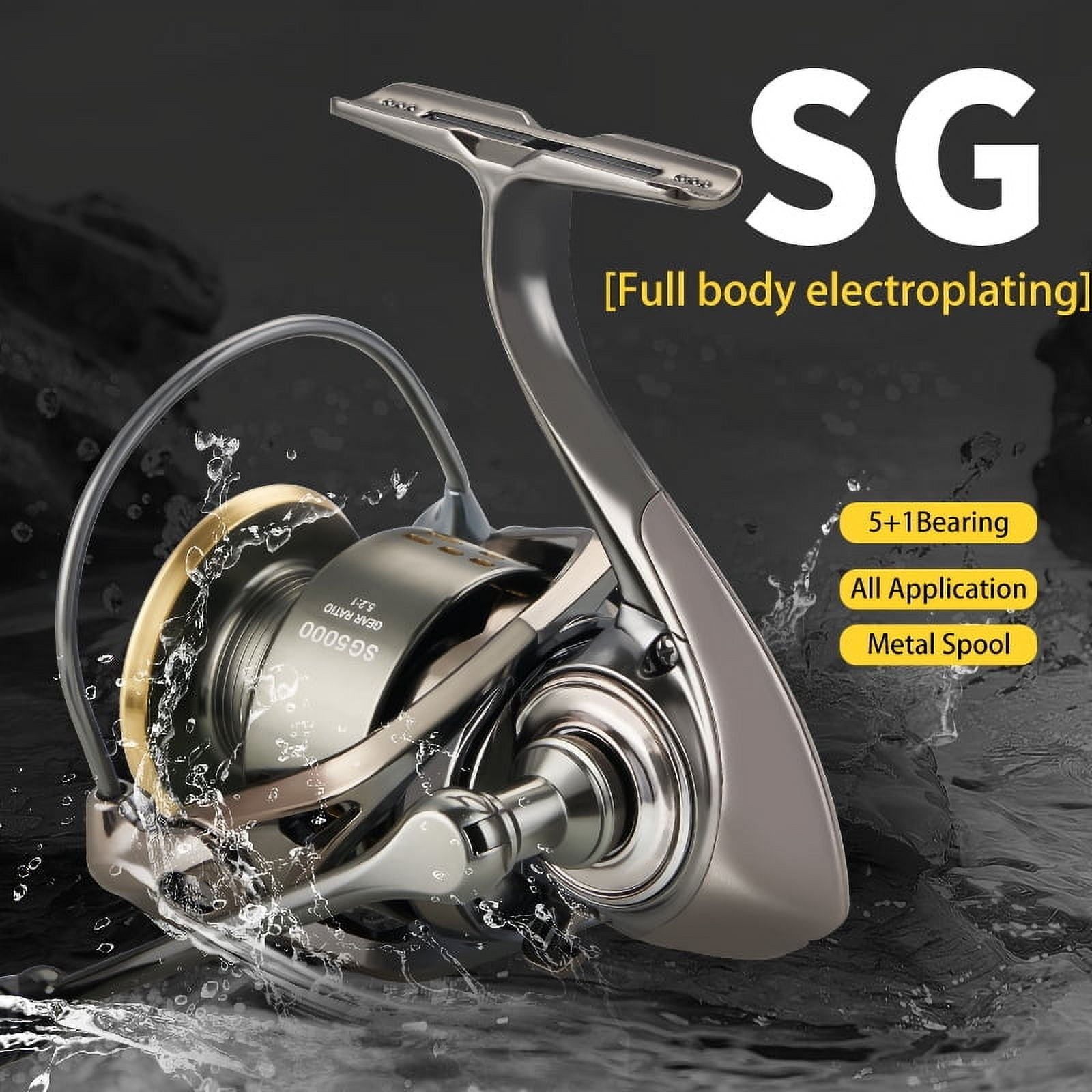 DEUKIO New 2000-7000 Series Fishing Reel 5.2:1 4.9:1 MAX Drag Power 26lbs Aluminum Spool Freshwater Fish Alarm Spinning Reel