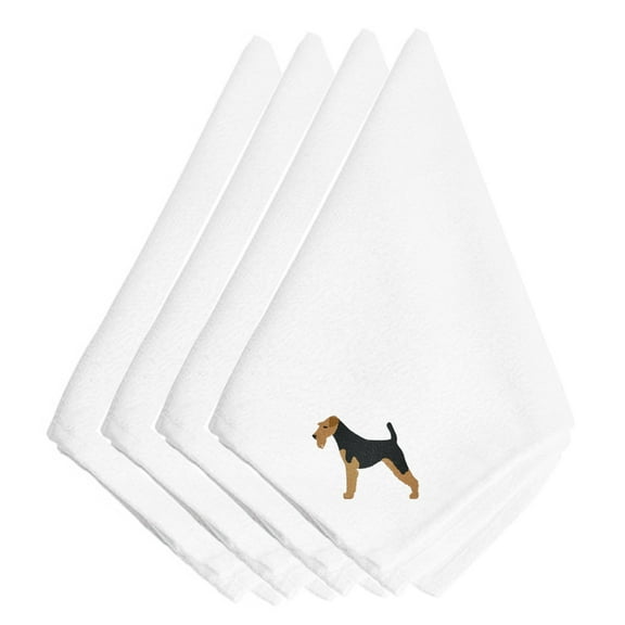Airedale Terrier Embroidered Napkins Set of 4