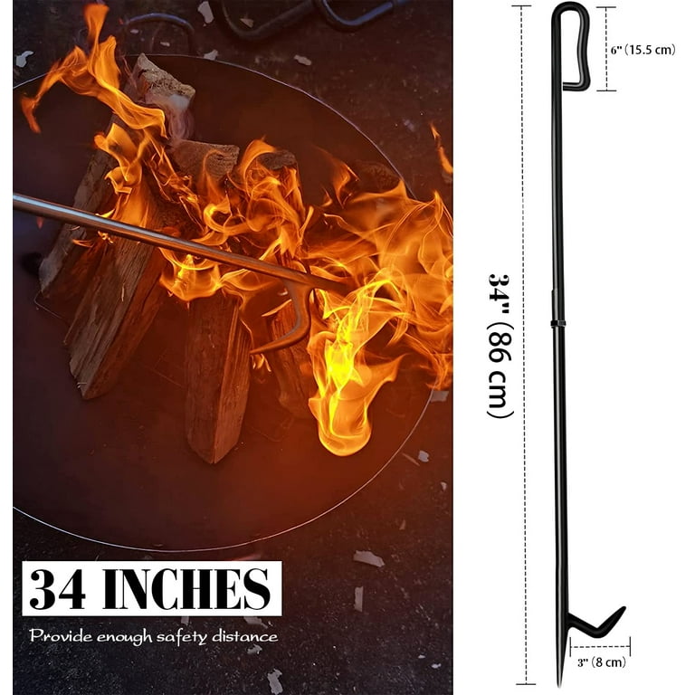 Fire Poker for Fire Pit, 34 Inch Long Fireplace Poker with Upgrade  Removable Design for Easily Carry, Anti-rust Solid Steel Campfire Poker for  Fireplace, Camping, Wood Stove, Outdoor and Indoor Use -