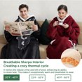 thumbnail image 6 of (3 pack) Cozy Comfort Wearable Blanket Hoodie, Long Sherpa Hoodie Blanket with Giant Pocket, Warm&cozy, Standard, Burgundy, 6 of 8