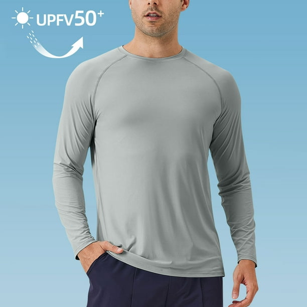pstuiky mangas largas para hombre, Protector solar de color sólido para hombre, ligero, transpirable, de manga larga. Tops de hombre s