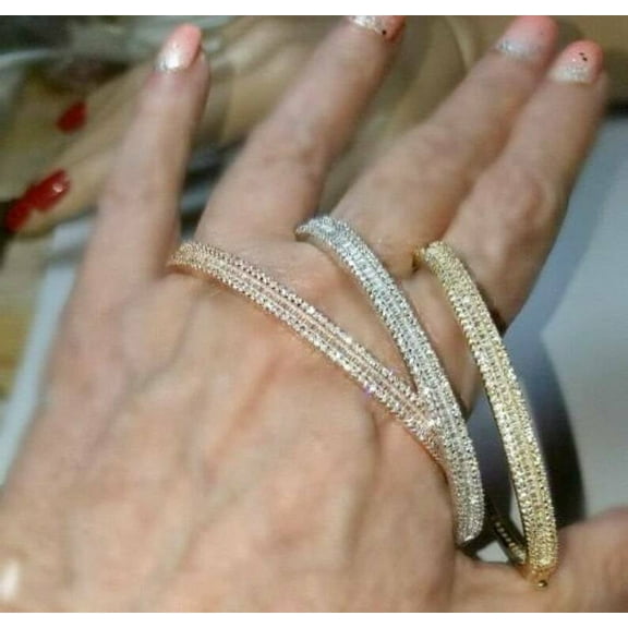 1.83CT Natural Diamond  (I-J,SI1) Ankh Bracelet Bangle 14K White Gold Fine Jewelry for Women Gifts