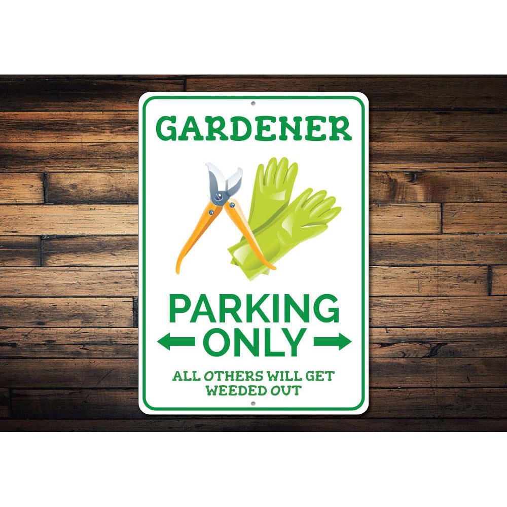 Gardener Parking Novelty Decor, Metal Wall Sign 10x14 Inches