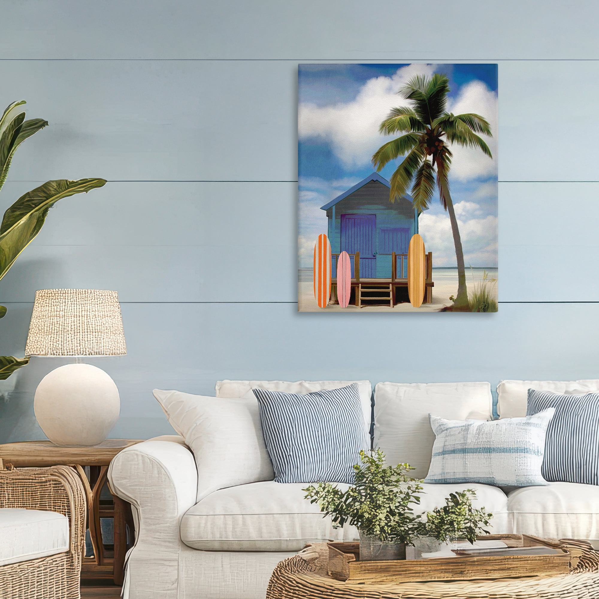 Stupell Industries Palm Overhanging Surf Shop Canvas Wall Art, design by Lisa R Dumm