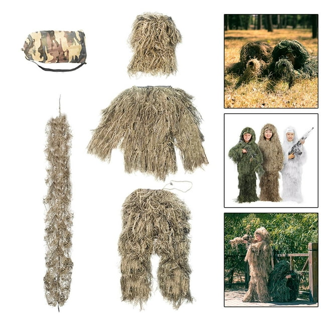 Traje Ghillie perfecl para niños Ropa táctica ligera camuflaje 110~140CM Marrón