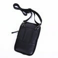 thumbnail image 2 of Bolso de hombro de cuero genuino para hombres Bolso de teléfono con cremallera de mensajero informal (Negro), 2 of 4