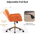 thumbnail image 3 of Faux Fur Makeup Vanity Chair, Comfy Fuzzy Home Office Chair with Wheels & Gold Base, Upholstered Adjustable Swivel Desk Chair for Teens Girls Women Home Office, Orange, 3 of 6
