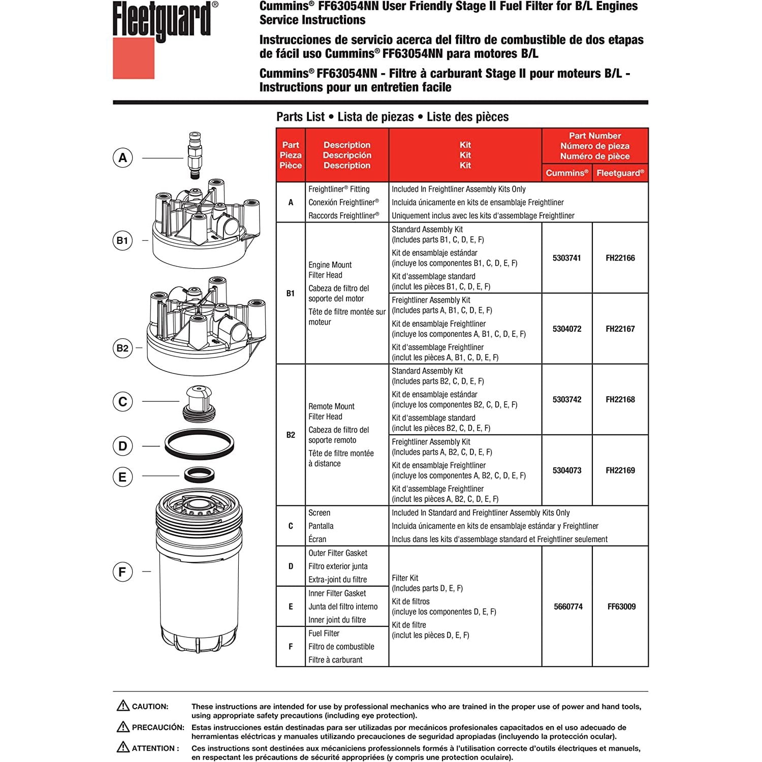 FF63009 Fleetguard Fuel Filter (Replaced By FF63054NN) (Pack of 1)