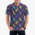 thumbnail image 1 of Fotbe Colorful Dinosaur Pattern Men’s Golf Polo Shirt – Breathable Performance Golf Shirt with Button-Down Collar-Large, 1 of 6