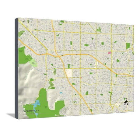 Political Map of Cupertino, CA Stretched Canvas Print Wall
