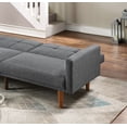 thumbnail image 3 of New Transitional Look Living Room Sofa Couch Convertible Bed Blue Grey Polyfiber 1pc Tufted Sofa Cushion Wooden Legs, 3 of 11