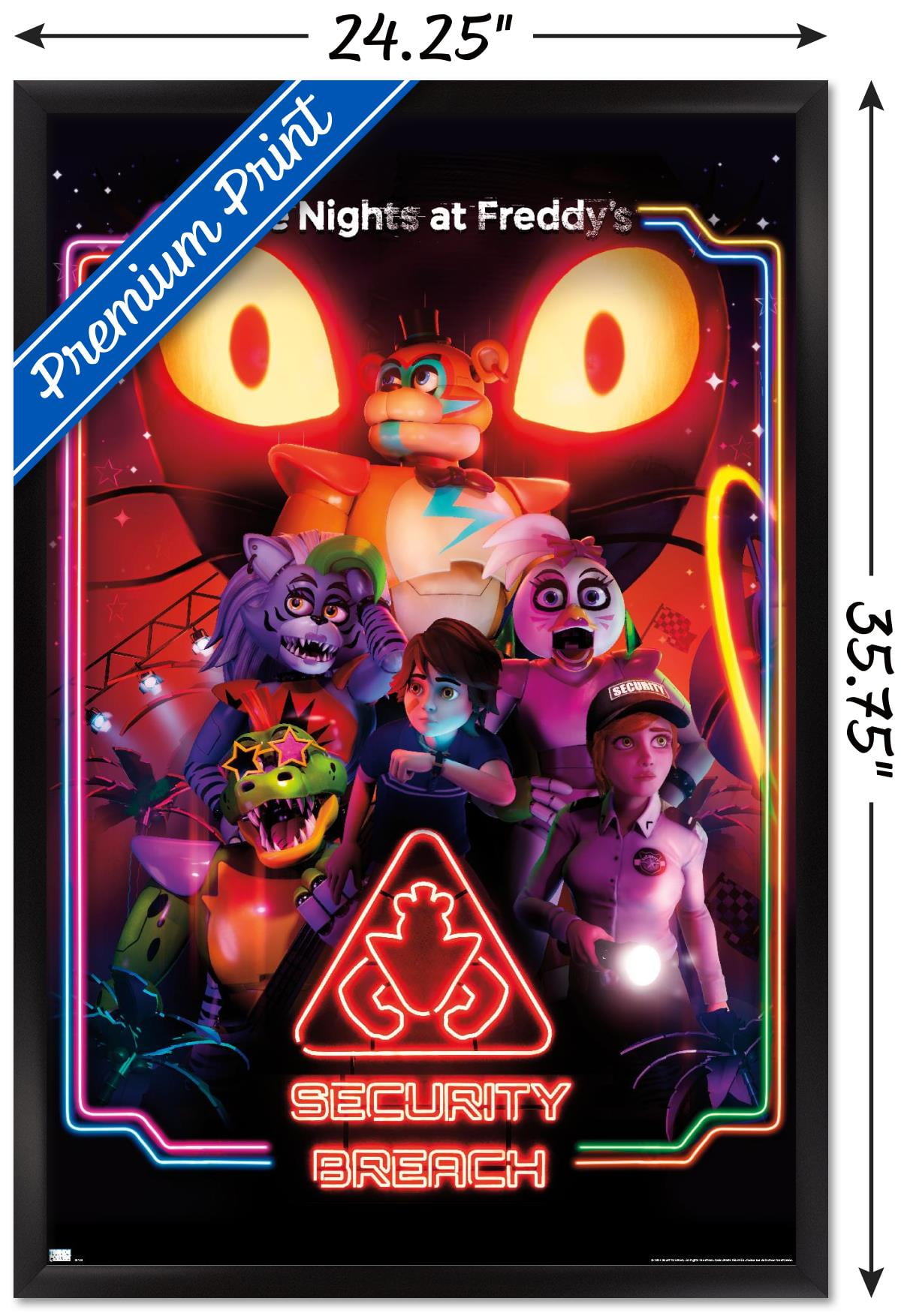 Five Nights at Freddy's: Security Breach - Key Art Wall Poster, 22.375" x 34" Framed