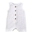 thumbnail image 6 of Baby Solid Color Romper, Sleeveless Round Collar Button Open Front One-piece, 6 of 9