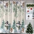 thumbnail image 3 of Snowman Christmas Shower Curtain, 36" x 72", Winter Berries Xmas Tree Squirrels Rustic Waterproof Bathroom Curtain Washable Shower Curtain Set with 12 Hooks, 3 of 6
