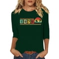 thumbnail image 3 of Uootdi Hauts pour Femmes Manches 3/4 Col Ras du Cou 1976 Imprimé Arc-en-Ciel Rétro Coupe Décontractée T-Shirts Nostalgiques pour Escapade d'Été Cadeau, 3 of 4