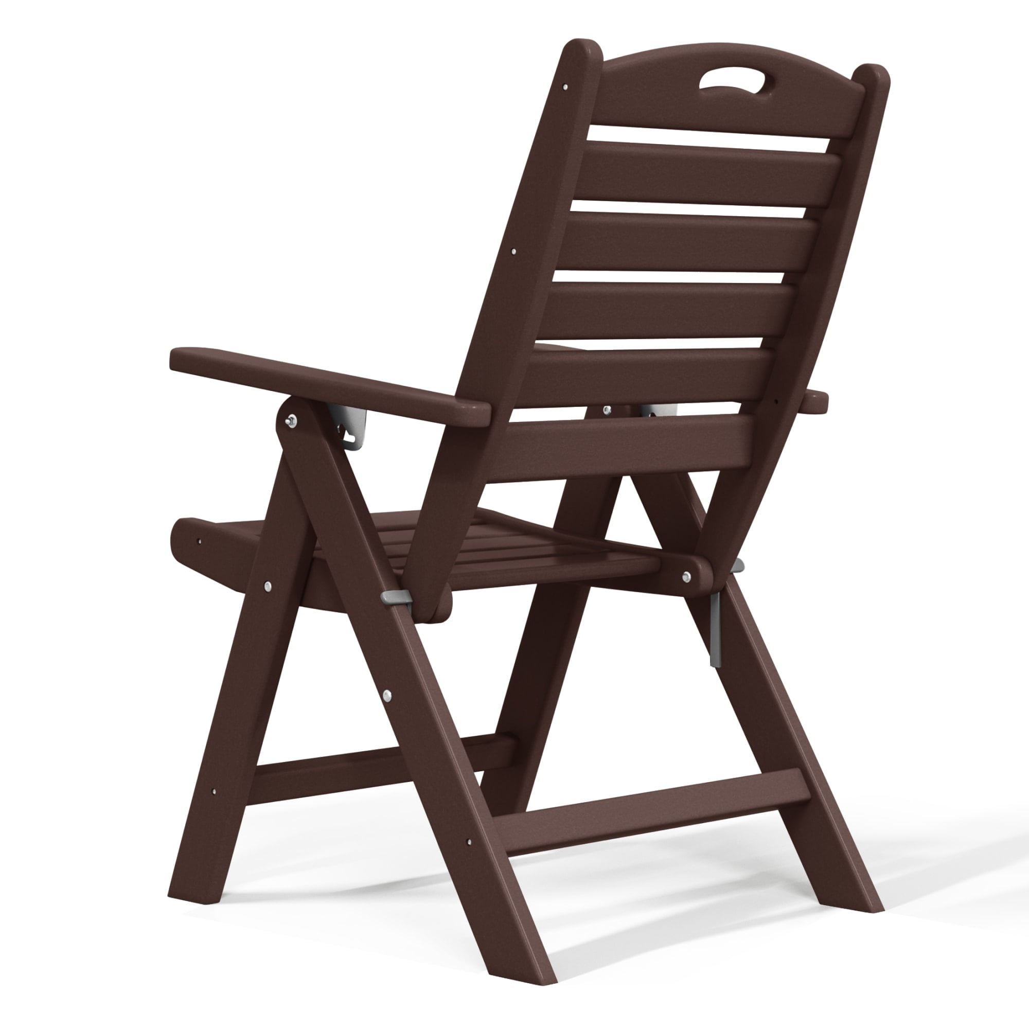 WestinTrends Malibu HDPE Adjustable Highback Folding Patio Dining Chair, Dark Brown