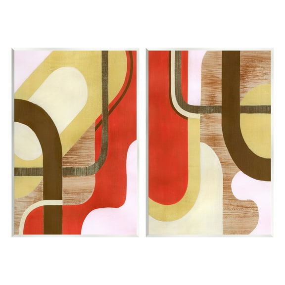 Stupell Industries Rustic Winding Shapes Abstract Painting Unframed Art Print Wall Art, 10 x 15, Set of 2