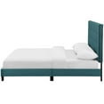 thumbnail image 4 of Contemporary Modern Urban Designer Bedroom Twin Size Platform Bed Frame, Velvet Fabric, Blue, 4 of 5