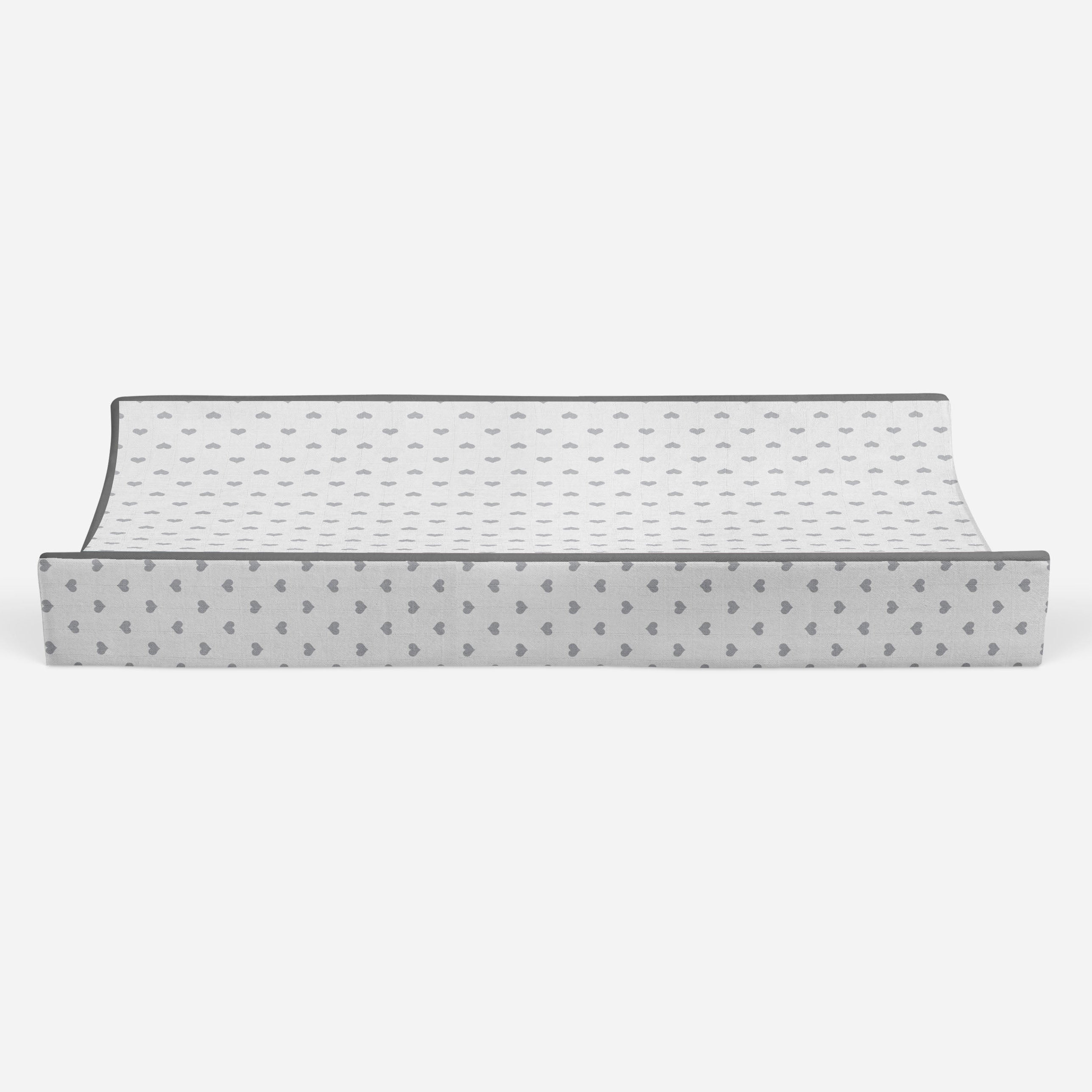 Bacati - Hearts Gray Quilted Muslin Changing Pad Cover