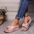 thumbnail image 5 of Womens Wedge Sandals,Orthopedic Sandals for Women,Women's Fashion Wedge Sandals Open Toe Platform Sandals Summer Slip-On Slides Mule Shoes Ladies Comfy Non-Slip Beach Walking Slippers Shoes,Pink,7, 5 of 6