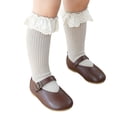thumbnail image 3 of Faithtur Girl's Solid Color Knitted Socks with Ruffled Lace Decoraction, Lovely Middle Tube Scokings for Spring Autumn and Winter, 3 of 9
