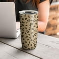 thumbnail image 4 of Leopard Print 20oz Coffee Tavel Tumblers, Stainless Steel Mobile Tumbler, Vacuum Insulated Coffee Mug with Lid, Spill-Proof Travel Cup for Hot & Cold Drinks, 4 of 6