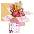 thumbnail image 1 of Tarjeta de cumpleaños 18 de Uxcell, tarjeta de cumpleaños emergente con tarjeta de felicitación y sobre, con foil dorado, 1 of 7
