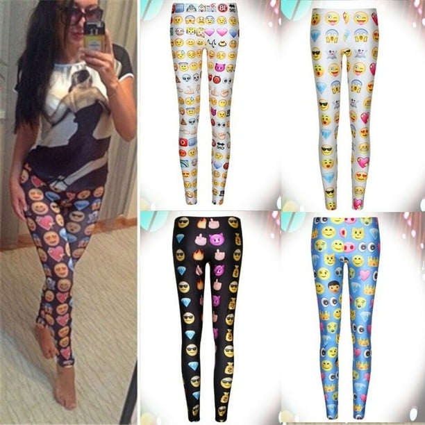 Meihuida Fashion Cool New Women Cute Emoji Bodycon Leggings Tight