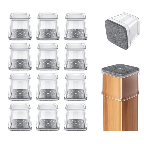 24 Pcs Chair Leg Floor Protectors Square, Silicone Felt Furniture Leg Pads Caps Covers for Hardwood Floors (Fit:1-1/16" to 1-5/8")
