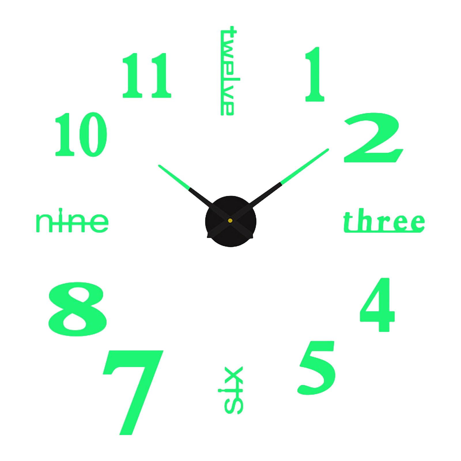 3D Luminous Wall Clock Stickers DIY The Dark Acrylic Digital Clock