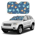 thumbnail image 3 of YFYANG Front Windshield Sun Shade, Blue Christmas Pattern Foldable Car Visor for Cars, Trucks, SUVs, Small, 3 of 9