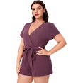 thumbnail image 3 of ORUYROP Women's Asymmetrical Solid Overlap Bodycon Workwear Skirt, 3 of 7