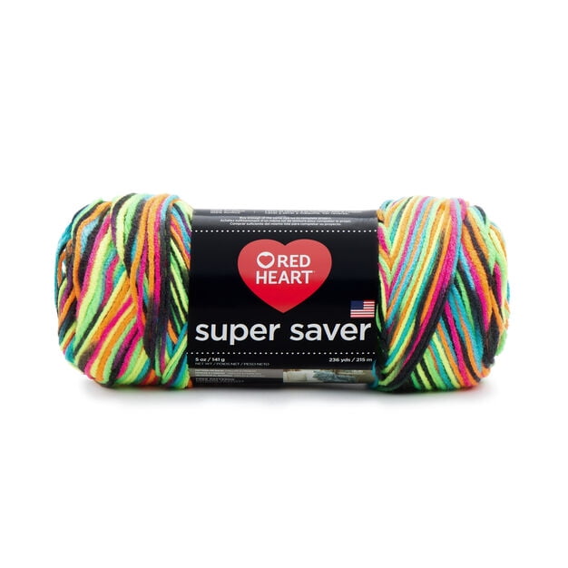 Red Heart Super Saver Yarn, Blacklight, Acrylic, 198g, MultiColor