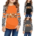 thumbnail image 4 of Hauts pour Filles Chandail Décontracté pour Jeunes avec Imprimés Lettres Citrouille Halloween et Design Léopard pour Enfants, 4 of 4