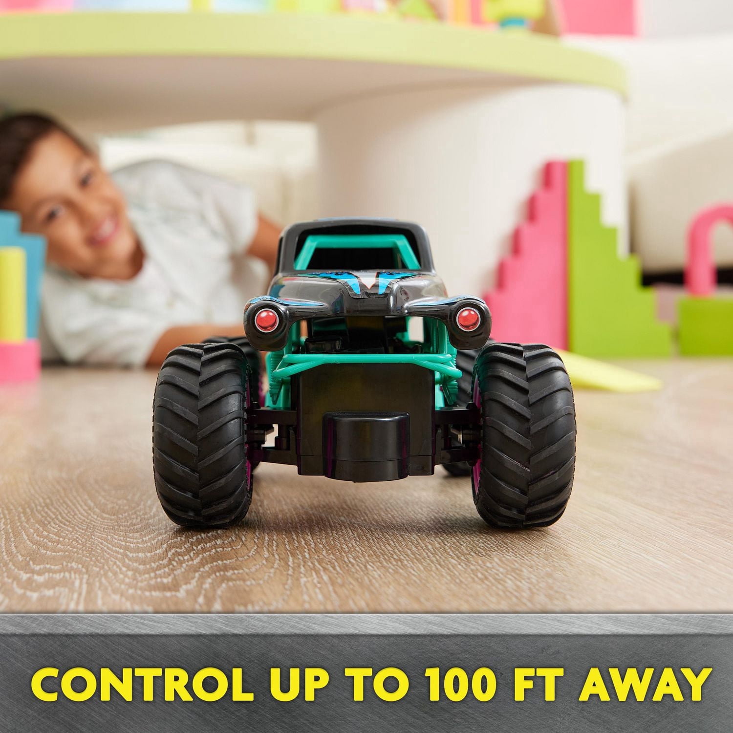 Monster Jam, Official Grave Digger Remote Control Monster Truck 1:24 Scale, 2.4GHz, Nitro Neon Themed, Kids Toys for Boys and Girls Ages 4 and up